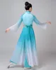 Abbigliamento da palcoscenico Costume da ballo Hanfu Fan femminile Stile folk Abiti Hmong Cinese per donna Blu.