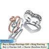 925 zilveren vrouwen passen Pandora Ring Originele hartkroon mode ringen Nowflake dubbele slangenketen patroon maan solitaire hart