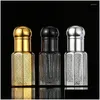 ストレージボトルジャーストレージボトルL 6ML 12ml贅沢な空のゴールドシエブラックガラスドロッパーエッセンシャルオイルバイアル化粧品梱包ポートDH4yc