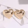 Stud Earrings HUANZHI Large Size 3.6CM Heart-shaped Love For Women Girls Light Glossy Metal Fashion Vintage Exaggerated Jewelry