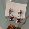 Boucles d'oreilles pendantes Y2k pour femmes, bijoux en cristal, cœur rouge, Design de tempérament en métal, pendentif d'amour, de fête, esthétique