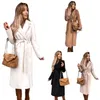 Women's Wool Blend's Faux Coat with Belt Long Sleeves Fashion Notched Lapel Outwear Overcoat for Autumn Winter Dropship 231101