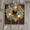 Decorative Flowers Wreaths Maple Leaf Pumpkin Wreath for Halloween Christmas Thanksgiving Decor Autumn Door Hanging Wreath for Indoor Outdoor Wall 231102