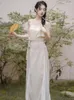 Work Dresses Chinese Style Hanfu 3-Piece Set Suspender Patchwork Midi Skirt Shawl Fairy Elegant Leisure Fashion Women Holiday Ladies