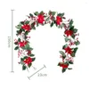 Flores decorativas Berry vermelha Garland inverno artificial com folhas para decoração de lareira do manto de casa