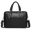 Briefcases Cow Leather Alligator Laptop Bags Genuine Men's Briefcase Brand Crocodile Pattern Travel Messenger Computer Bag 2023