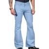 Jeans pour hommes Pantalon vintage Couleur unie Extensible Slim Fit Mid-Rise Bell Bottom Pantalon à la mode Hommes évasés