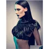 Foulards Foulards Noir Burlesque Plume Châle Écharpe Cape Robe Gothique Costume Halloween Fête Fantaisie Mode Livraison Directe Fa Dhgarden Dhlu9