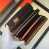 Diseñadores Doble ZIPPY WALLET 60017 Cartera con cremallera única Mujer Carteras de cuero genuino Embrague Monedero clásico largo con caja naranja Titulares de tarjetas Bolsa Mujer