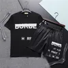 Mens Designer Suit Two Piece Set Fashion T Shirt Sweatpants Sets Summer Sportswears Outfits High Quality Mens Crew Neck 2 Piece Clothing Track Suits