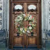 Decorative Flowers Pumpkin Harvest Festival Decoration Handcrafted Wreath Large Green Berries Artificial Eucalyptus Leaves For Door Mirror