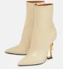 Winter Marke Luxus Opyum Stiefeletten Frauen Schwarz Beige Kalbsleder Spitz Booties Dame High Heel Party Kleid Boot EU35-42