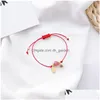 Chaîne de maillons de chaîne 2021 Mode Tissage Cercle unique Bracelet de corde rouge Style japonais Rose Lucky Perles Nafu Bangle Année Cadeaux Dhgarden Dhwbv