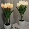 Table Lamps LED Tulip Night Light Simulation Bouquet Imitation Bedroom Bedside Dormitory Decoration Atmosphere Ins Girl