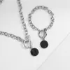 Pendant Necklaces Flashbuy Selling Natural Black Stone Necklace For Women Men Silver Color Thick Chain Choker Fashion Jewelry