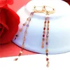 Dangle Earrings Classic 585 Purple Gold Jewelry 14K Rose Tassel Chains For Women Charm In Fashion Ear Buckle Party Gift