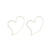 Dingle örhängen guld färg hjärtform simulering pärla båge för kvinnor elegant utsökt uttalande stor persika örhänge party smycken b200