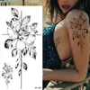 Grandes fleurs sexy tatouages temporaires faux tatouages Body Art bras croquis tatouage autocollants pour femmes et filles