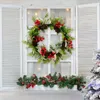 Decorative Flowers Christmas Door Wreath Wreaths Front Pine Cones Red Berries Hydrangea Artificial Garlands Indoor Outdoor Xmas