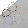 Bangle Korean Colorful Crystal Pink Flowers Heart Mode Shiny Stone Pärlor Handgjorda Elastiska repsträngar Armband Kvinnor smycken