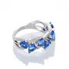Anéis de casamento huitan moda proposta anel feminino cerimônia de noivado festa jóias deslumbrante zircônia cúbica acessórios de dedo para