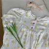 Damska odzież snu Summer Sleepdress Kreskówka Niedźwiedź Pure Cotton Short Rleeve Nightshirt Crepe Princess Home Sukienka