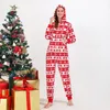 Aile Eşleşen Kıyafetler Noel Pijama Elk Baskı Kostüm Yetişkin Çocuklar Aile Tulum Karnaval Parti Kapşonlu Noel Ebeveyn-Çocuk Ev Mobilyaları Pijama 231101