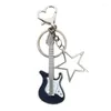 Porte-clés étoile à cinq branches guitare porte-clés Y2k niche rétro sac pendentif coeur boucle
