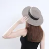 Cappelli a tesa larga Donna Estate Panama Flat Top Solid Band Nastro di paglia Carta fatta a mano Sole Outdoor Casual Nero Bianco Uomo