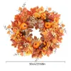 Decorative Flowers Wreaths 50cm Autumn Wreath Christmas Decoration Artificial Maple Leaves Pumpkin White Fruits Tree Root Garland Halloween Wreath Decor 231102