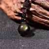 Strand Natural 16mm Tiger Eye Stone Pärlor Pendant Halsband för kvinnor Män äkta runda ädelstenhalsband Ropkedja Lucky Jewelry