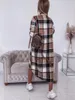 Women's Jackets Plaid Print Pocket Design Longline Coat Women Shirt Long Turn Down Collar Maxi Coats Tops Casual 2023 Autumn