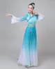 Stage Wear Costume de danse Hanfu Fan féminin Style folklorique Hmong Vêtements chinois pour femme Bleu