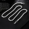 Hangers 2 stuks 925 sterling zilveren ketting armband voor mannen en vrouwen eenvoudige hiphopstijl 4 mm gedraaide twist touw ijzeren ketting lobste