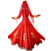 Red Stage wear India sari suit Xinjiang Ethnic clothing Performances costume Adult Uygur dance long dress