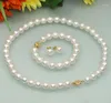 Necklace Earrings Set 9-10mm White Black Pink Cultured Freshwater Natural Pearl 18" Bracelet 8"earring