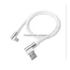 Câbles de téléphone portable Type C S 90 degrés Micro USB 1M 2M 2A Cordons de chargeur rapide Ligne de données tressée pour S20 S21 S9 S10 Note 20 Smartphone A Dhlu2