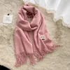 Halsdukar vinter halsduk solid tjockare kvinnor ull kashmir nacke huvudet varm pashmina dam sjalar och wraps bandana tassel 231101