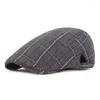 Berets Spring Summer Men's Regulble Buret Hat Plaid Sboy Flat Cap Dad Caps Caps Artysta Painter's Gorra Inglesa Hombre