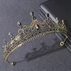 Pannband Rose Gold Silver Color Barock Black Vintage Red Green Crystal Half Crowns Princess Queen Tiara Diadem Weddem Hår smycken 231102