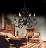 Chandeliers Black Wrought Iron Modern Chandelier Lighting 5/6 Heads E14 El/foyer/living Room/dining Room Creative Candle