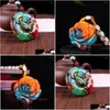 Pendant Necklaces Pendant Necklaces Color Jade Stone Natural Colour Rose Flower Necklace Hand-Carved Charm Jadeite Jewelry F Dhgarden Dhnes