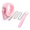 Bondage Collare a catena in pelle PU rosa sexy con guinzaglio Collare BDSM Bondage Gear Giochi per adulti Accessori per il sesso Imbracatura Giocattoli per adulti 231101