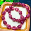 Bracciale con artiglio al quarzo fragola naturale, braccialetto elastico fatto a mano, gioielli in cristallo, regalo di compleanno per bambini 1 pezzo 12 mm