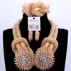 Wedding Jewelry Sets Luxury Costume African Jewelry Sets Gold Color Nigerian Wedding Beads For Bride Women Bridal Jewellery Necklace 231101