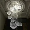 Люстры составной здание Crystal Modern Luxury Villa Duplex Living Room Circular Лестница длинная люстра Light