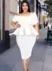 Blouses Femmes Blanc Femmes Tops Été 2023 Mode Hors Épaule Halter Taille Haute Peplum Dames Soirée Cocktail Chemises Grande Taille