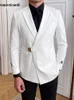 Men's Suits Blazers Mauroicardi Autumn Fitted Black White Smart Casual Wedding Blazer Women Slim Fit Elegant Chic Luxury Designer Clothes 231102