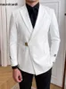 Ternos masculinos Blazers Mauroicardi Outono Equipado Preto Branco Inteligente Casual Casamento Blazer Mulheres Slim Fit Elegante Chic Luxo Designer Roupas 231102