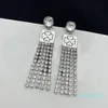 New French Bow Earrings Geometry Long Rhinestone Necktie Curved Earhook Wholesale Female